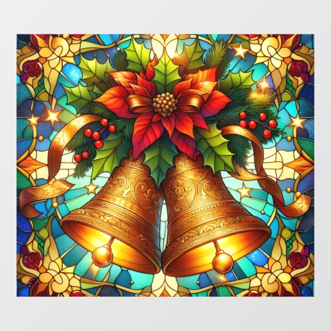 Stained Glass Christmas Bells Window Cling (Sheet)