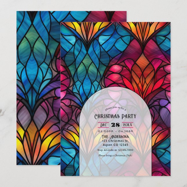 Stained Glass Christmas Party Invitation (Front/Back)