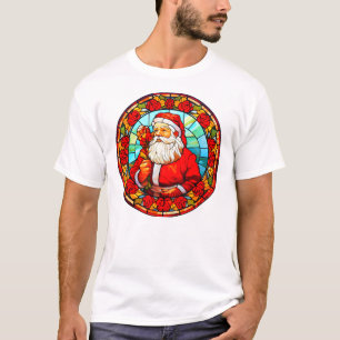 Stained Glass Christmas - Santa 3D Ornaments-1 T-Shirt