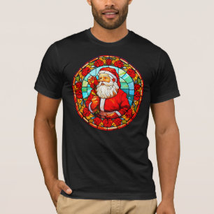 Stained Glass Christmas - Santa 3D Ornaments-1 T-Shirt