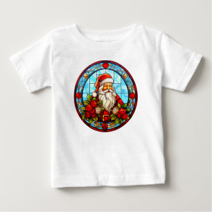 Stained Glass Christmas - Santa 3D Ornaments-2 Baby T-Shirt