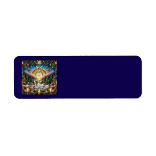 Stained Glass Christmas Scene Address Labels