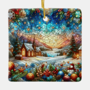 Stained Glass Christmas Scene Ornament