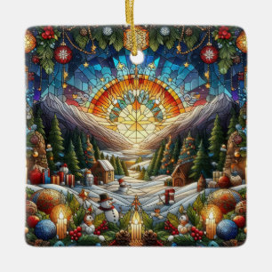 Stained Glass Christmas Scene Ornament