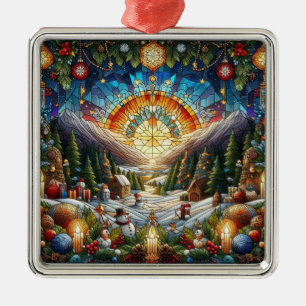 Stained Glass Christmas Scene Ornament