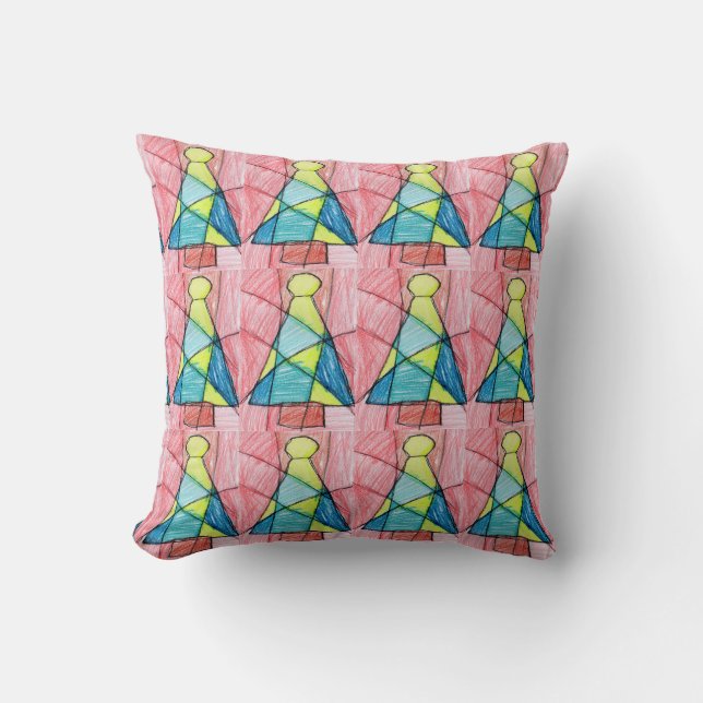 Stained Glass Christmas Tree Cushion (Front)