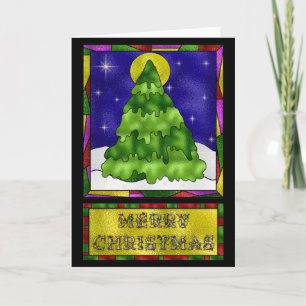 Stained Glass Christmas Tree Holiday Card