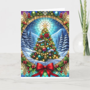 Stained Glass Christmas Tree Holiday Card