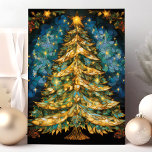 Stained Glass Christmas Tree Holiday Card<br><div class="desc">Illuminate your holiday season with our Stained Glass Christmas Tree Holiday Card! This stunning card features a beautifully detailed illustration of a Christmas tree rendered in a stained glass style, glowing with vibrant colours and intricate patterns. Perfect for sharing festive wishes with friends and family, this card captures the magical...</div>