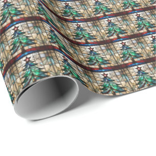 Stained Glass Christmas Tree Wrapping Paper