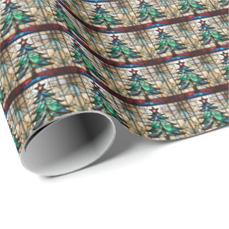 Stained Glass Christmas Tree Wrapping Paper