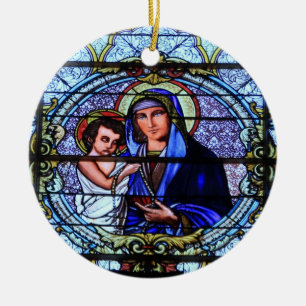 Stained glass church window Christmas ornament