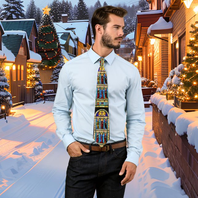 Stained Glass Church Window Christmas Tie (Tie featuring an image of a stained glass church window. Great as a Christmas gift)