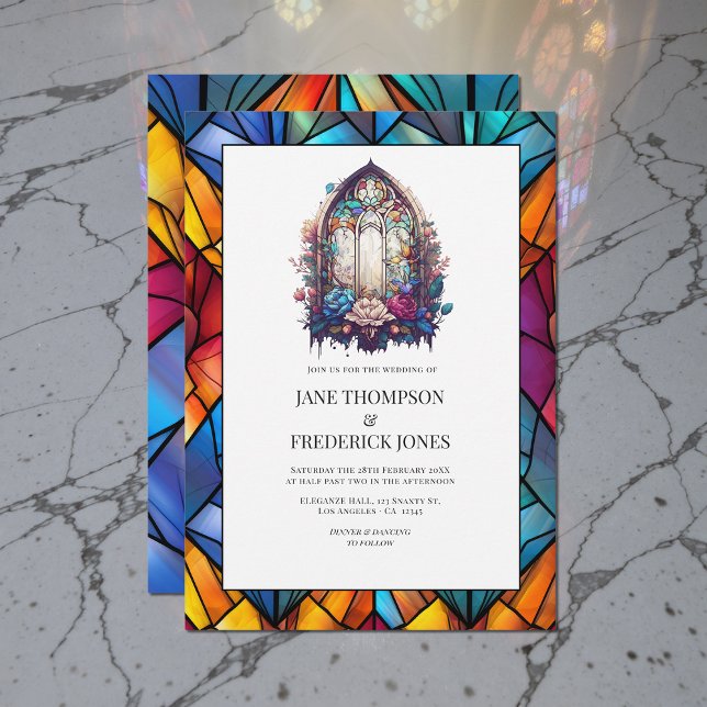 Stained Glass Church Window Wedding Invitation (Stained Glass Church Window Wedding Invitation)