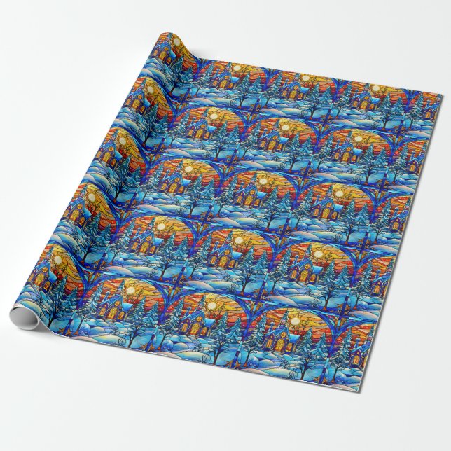Stained Glass Church Wrapping Paper (Unrolled)