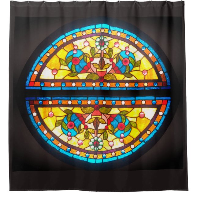 STAINED GLASS CIRCLE SHOWER CURTAIN (Front)