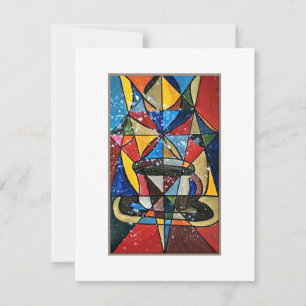 Stained Glass Coffee Mug Artwork Acrylic - Origina Holiday Card