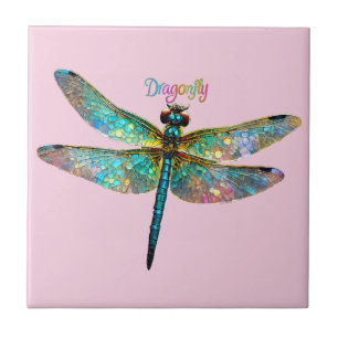 Stained Glass Colorful Dragonfly Ceramic Tile