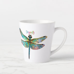 Stained Glass Colorful Dragonfly Latte Mug