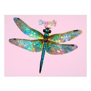 Stained Glass Colorful Dragonfly Photo Print
