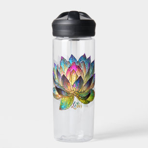 Stained Glass Colorful Lotus Flower Water Bottle