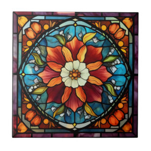 Stained Glass Colour Flower Ceramic Tile
