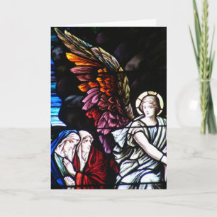 Stained Glass Colourful Angel Wings Christmas Card