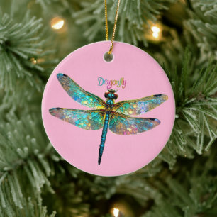 Stained Glass Colourful Dragonfly Ceramic Ornament