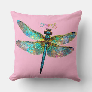 Stained Glass Colourful Dragonfly Cushion