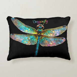 Stained Glass Colourful Dragonfly Decorative Cushion