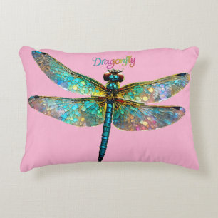 Stained Glass Colourful Dragonfly Decorative Cushion