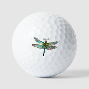 Stained Glass Colourful Dragonfly Golf Balls