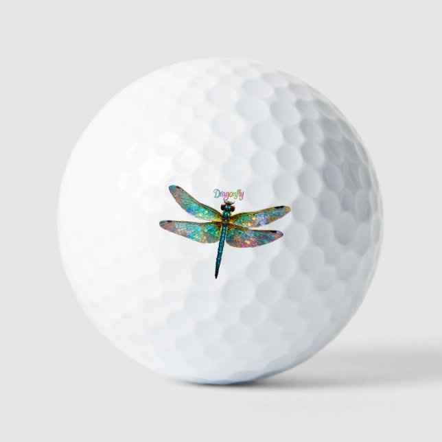 Stained Glass Colourful Dragonfly Golf Balls (Front)