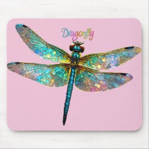 Stained Glass Colourful Dragonfly Mouse Pad