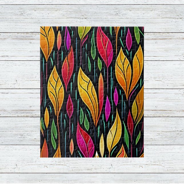 Stained Glass Colourful Leaves Artwork Jigsaw Puzzle (Creator Uploaded)