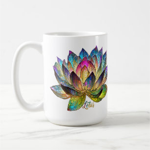 Stained Glass Colourful Lotus Flower Coffee Mug