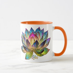 Stained Glass Colourful Lotus Flower Mug