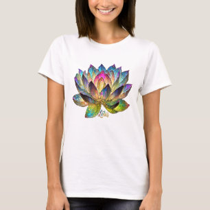 Stained Glass Colourful Lotus Flower T-Shirt