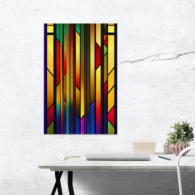 Stained Glass Colourful Stripes Artwork Poster (Creator Uploaded)
