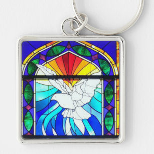 Stained Glass Confirmation Holy Spirit Dove Key Ring