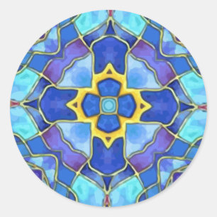 Stained Glass Cross, Christian to Customise Classic Round Sticker