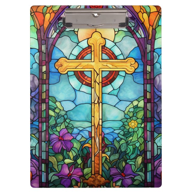 Stained Glass Cross  Clipboard (Front)
