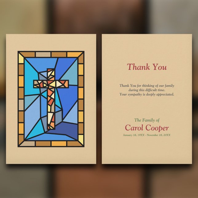 Stained Glass Cross Funeral Thank You Card (Stained Glass Cross Funeral Thank You Card)