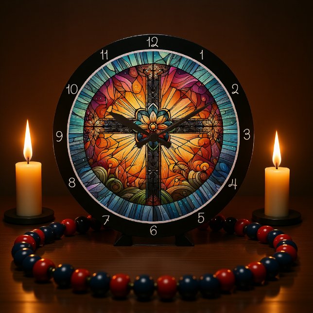 Stained Glass Cross Large Clock (Creator Uploaded)