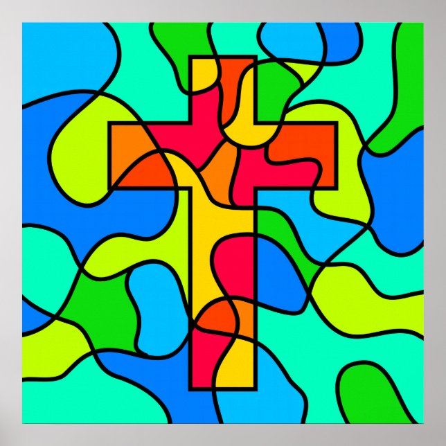 Stained Glass Cross Poster (Front)