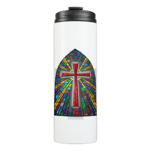 Stained Glass Cross Thermal Tumbler