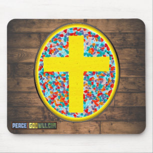 Stained Glass Cross (w/web url) Mouse Pad