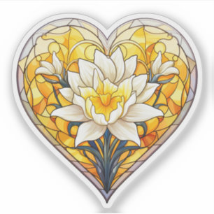 Stained Glass Daffodils Heart