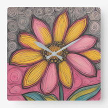Stained Glass Daisy Clock