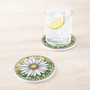 Stained Glass Daisy Coaster